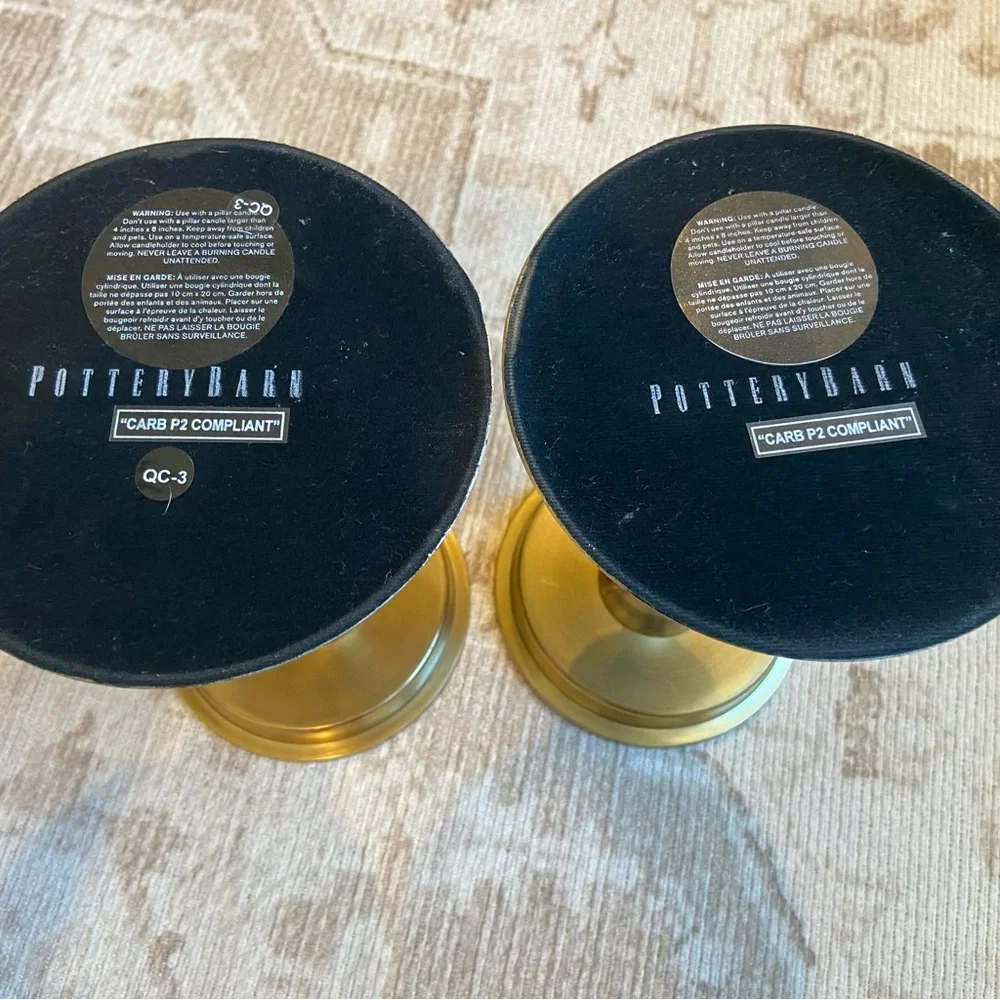 Pottery Barn Gold Candle Holders set of 2